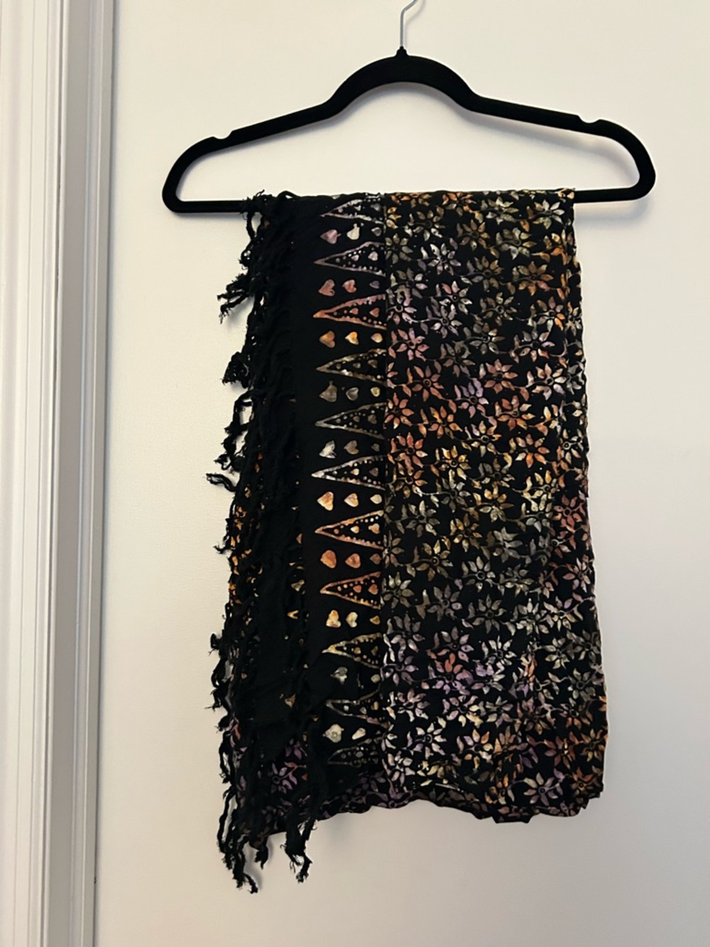 Black Floral Metallic Accent Scarf - Women's Accessory